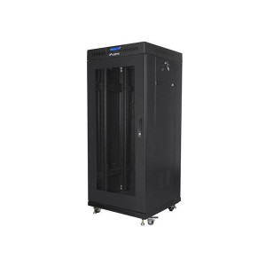 LANBERG Volně stojící skříň 19" 27U/600x600 (v rozloženém stavu) síťované dveře LCD černá (RAL9004)  