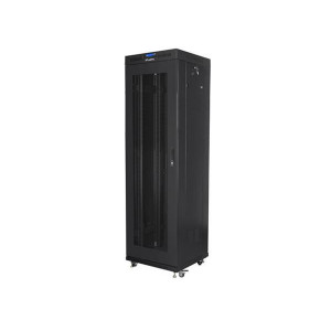 LANBERG Volně stojící skříň 19" 42U/600x600 (v rozloženém stavu) síťované dveře LCD černá (RAL9004)  