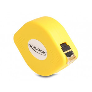 Delock Zatažitelný kabel RJ45 Cat.6A, STP, délka 1,5 m, černý / žlutý