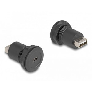 Delock Integrovaný konektor z USB 2.0 Typu Mini-B na USB 2.0 Typu-A, černý