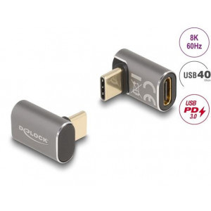 Delock USB Adaptér 40 Gbps USB Type-C™ PD 3.0 100 W samec na samice pravoúhlý 8K 60 Hz kovová