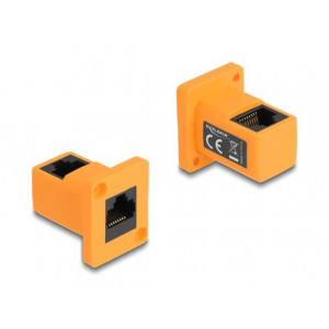 Delock Modul Typu D, ze zásuvky RJ45 na zásuvku, pravoúhlý, 90°, oranžový