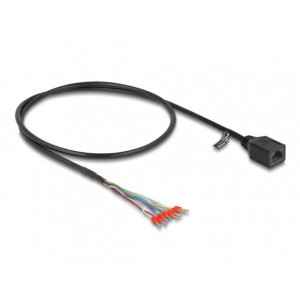 Delock Kabel ze zásuvky RJ45 na dráty s dutinkovými koncovkami Cat.5e, 50 cm, černý