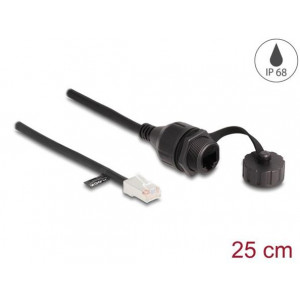 Delock Kabel ze zástrčkového konektoru RJ45 na zásuvkový konektor RJ45 pro vestavné aplikace, s těsnicí krytkou