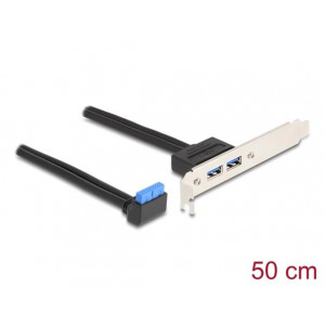 Delock Záslepka slotu z 1 x pinového zásuvkového konektoru rozhraní USB 5 Gbps, 90°, pravoúhlý, na 2 x zásuvky USB 5 Gbps Typ-A
