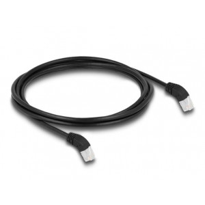 Delock Síťový kabel RJ45 Cat.6A S/FTP, zalomený nahoru o 45°, 2 m, černý