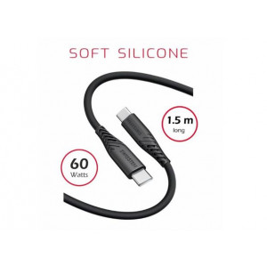 SWISSTEN DATOVÝ KABEL SOFT SILICONE USB-C / USB-C 1,5 M 60W ČERNÝ