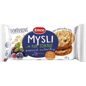 Ovesné sušenky Mysli Emco, borůvkové, 60 g