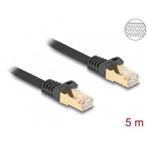 Delock Síťový kabel RJ45 s pleteným opláštěním, Cat.6A, ze zástrčky S/FTP na zástrčku, 5 m, černý