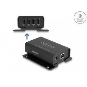 Delock 4 portový USB 2.0 izolační rozbočovač s izolací na 5 kV pro datová vedení