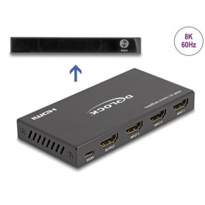 Delock HDMI Switch 3 x vstupní porty HDMI na 1 x výstupní port HDMI, 8K 60 Hz