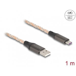 Delock Kabel z rozhraní USB 2.0 Typ-A na USB Type-C™, s RGB osvětlením, 1 m