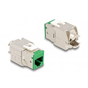 Delock Modul Keystone ze zásuvkového konektoru RJ45 na LSA Cat.6A, beznástrojový, zelený, sada 10 kusů