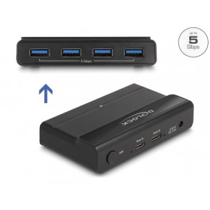 Delock Přepínač USB 5 Gbps na 4 x zařízení a 2 x hostitele