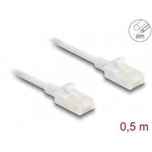 Delock Síťový kabel RJ45 Cat.6A, ze zástrčky na zástrčku, s robustní západkou, pro průmyslové použití, U/UTP Slim, 0,5 m