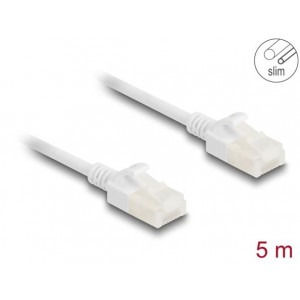 Delock Síťový kabel RJ45 Cat.6A, ze zástrčky na zástrčku, s robustní západkou, pro průmyslové použití, U/UTP Slim, 5 m, 