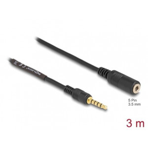 Delock Prodlužovací kabel Stereo Jack 3,5 mm 5 pin samec na samici 3 m černý