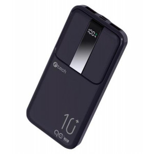 C-TECH Powerbanka 10000mAh, Li-Pol, 22,5W, USB-C/USB-A/micro USB/PD/Quick charge/display