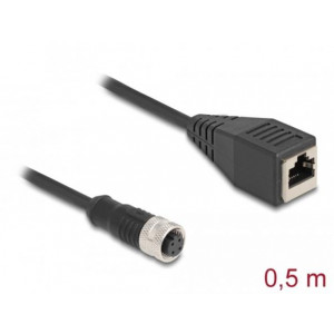 Delock M12 Adaptérový kabel, ze 4-pinové D-kódované zásuvky na zásuvku RJ45, délky 50 cm