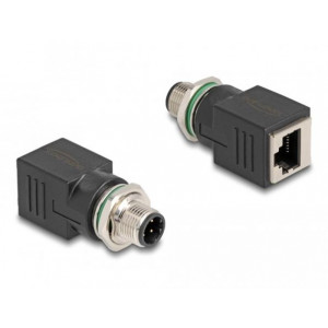 Delock M12 adaptér, ze čtyřpinové D-kódované zástrčky na konektor RJ45 přímý