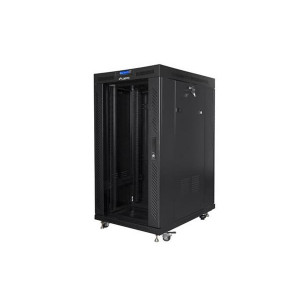 LANBERG Volně stojící skříň 19" 22U/800x1000 LCD skleněné dveře černá (RAL9004)   (v rozloženém stavu)