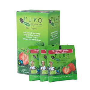 Černý čaj Puro - jahoda, Fair trade, 25x 1,5 g