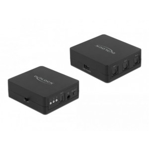 Delock Přepínač S/PDIF TOSLINK 3 v 1 výstup s infračerveným dálkovým ovládáním a napájený přes USB