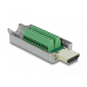 Delock Adaptér ze zástrčkového konektoru HDMI-A na svorkovnici, s kovovým krytem