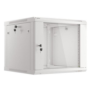 LANBERG Nástěnná jednodílná skříň 19", 9U 600x600 snadná a rychlá montáž (v rozloženém stavu) šedá (RAL7035)  