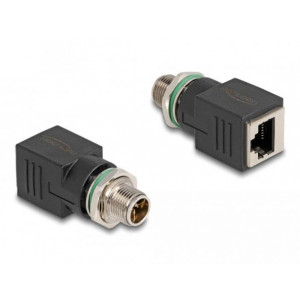 Delock M12 adaptér, ze čtyřpinové X-kódované zástrčky na konektor RJ45 přímý