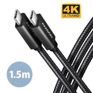 AXAGON BUCM32-CM15AB, SPEED+ kabel USB-C  USB-C, 1.5m, USB 20Gbps, PD 100W 5A, 4K HD, ALU, oplet, černý