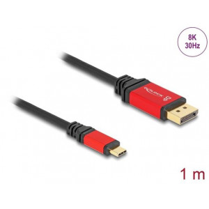 Delock Kabel USB Type-C™ na DisplayPort (DP Alt Mód) 8K 30 Hz s funkcí HDR 1 m červená