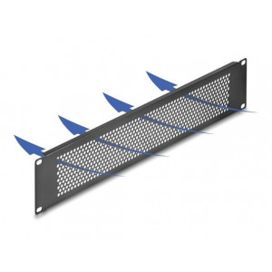 Delock 19” žaluziový panel s kruhovými otvory, 2U, černý