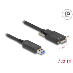 Delock Aktivní optický kabel USB 10 Gbps-A samec > USB 10 Gbps Typ Micro-B samec se šroubky 7,5 m
