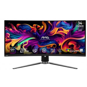 MSI Gaming monitor MAG 341CQP QD-OLED, 34,18" QD-OLED zakřivený/3440x1440 (UWQHD)/175Hz/0,03ms/2xHDMI/DP/USB-C/3xUSB/Výškově nast.