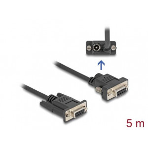 Delock Sériový kabel ze zásuvky RS-232 D-Sub9 na zásuvku D-Sub9, napájení na pinu 9, délka 5 m
