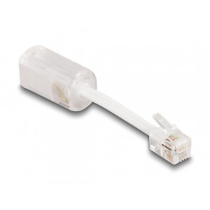 Delock Telefonní kabel ze zástrčky RJ10 na zásuvku RJ10, se spojovacím kabelem, 30 mm, průhledný / bílý