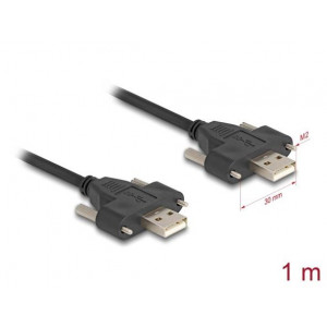 Delock Kabel ze zástrčky USB 2.0 Typ-A na zástrčku, se šrouby, 1 m, černý
