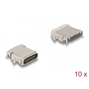 Delock 24-pinový SMD konektor USB 5 Gbps USB Type-C™, zásuvkový, k montáži pájením, vodotěsný, 10 ks
