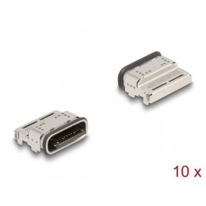Delock 24-pinový SMD konektor USB 5 Gbps USB Type-C™, zásuvkový, k montáži pájením, vodotěsný, 10 ks
