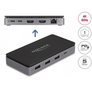 Delock Dokovací stanice USB Type-C™ 4K - duální HDMI MST / USB / Gibabit LAN / PD 3.0 85 W
