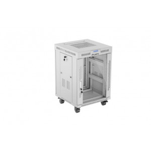 LANBERG Volně stojící skříň 19" 15U/600x600 LCD skleněné dveře šedá 