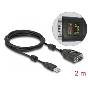 Delock Adaptér z USB 2.0 Typu-A na RS-232 D-Sub, 9 pin, 2,5 kV, s galvanickou izolací, 2m