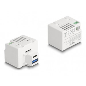 Delock Modul Keystone s nabíjecími porty USB Typ-A a USB Type-C™, PD 20 W, bílý