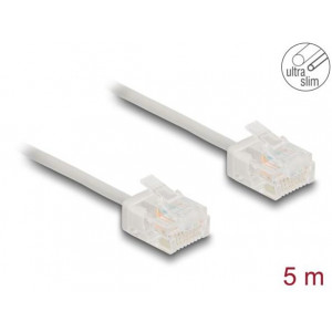 Delock Síťový kabel rozhraní RJ45 Cat.6, UTP Ultra Slim, 5 m, šedá s krátkými zástrčkami
