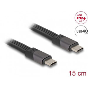 Delock USB 40 Gbps, FPC plochý stuhový kabel, USB Type-C™ na USB Type-C™, 15 cm, PD 3.0 100 W E-Marker