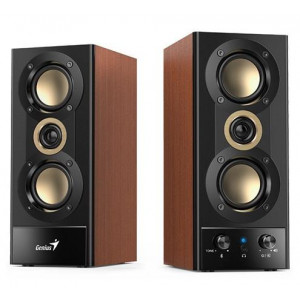 Genius SP-HF800BT, Reproduktory, 2.0, 20W, 3,5mm jack, Bluetooth 5.3, USB, dřevěné, černo-hnědé