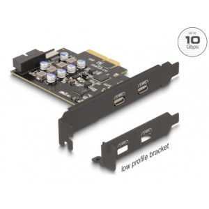 Delock Karta PCI Express x4 na 2 x externí USB Type-C™, 1 x interní USB 10 Gbps Type-E Key A a 1x 19-pin  USB -low profi