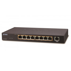 Planet PoE switch 1Gbps, 9xTP, 8xPoE 802.3at 30W/120W, fanless