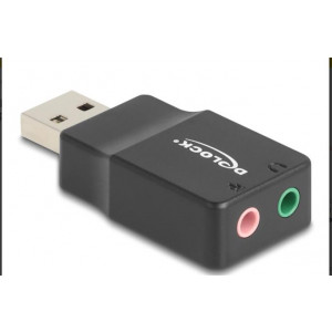 Delock Externí USB zvuková karta se zvukovým adaptérem Plug & Play se 2 x stereofonními konektory 3,5 mm pro PC, laptop 